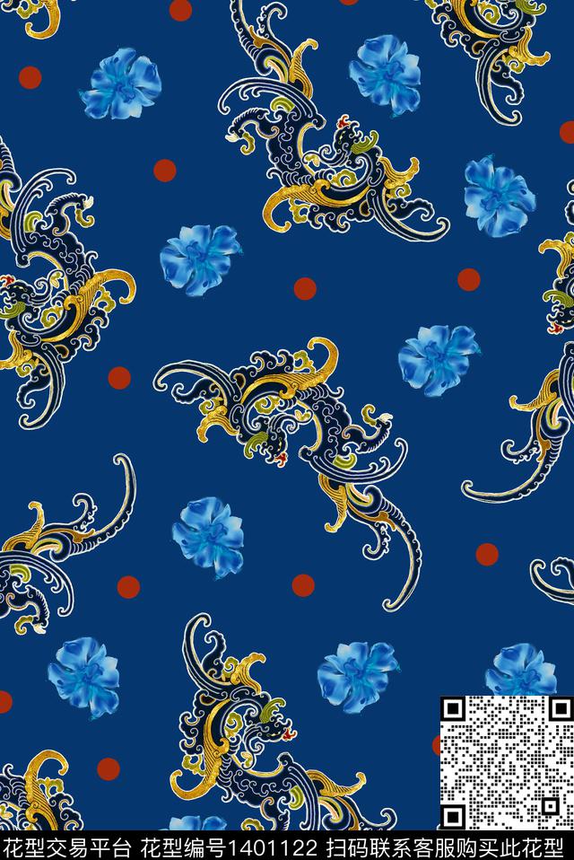 数码华亿平台抽象水彩花卉数码印花华亿平台下载（图片编号: 1401122） - 瓦栏（Walan）