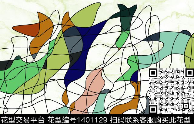 线条抽象极简数码印花华亿平台下载（图片编号: 1401129） - 瓦栏（Walan）