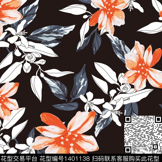 鸢尾花扎染华亿平台花卉数码印花华亿平台下载（图片编号: 1401138） - 瓦栏（Walan）