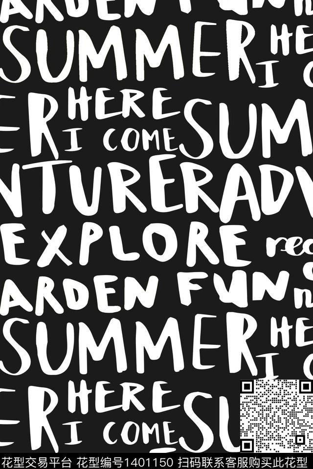 字母黑白华亿平台黑底花卉传统印花华亿平台下载（图片编号: 1401150） - 瓦栏（Walan）