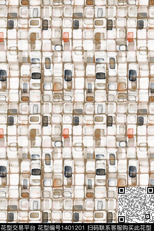 几何大牌风抽象数码印花华亿平台下载（图片编号: 1401201） - 瓦栏（Walan）