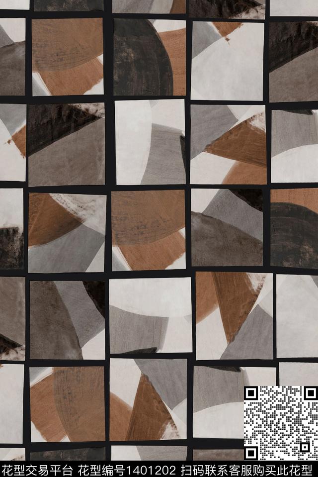 几何大牌风抽象数码印花华亿平台下载（图片编号: 1401202） - 瓦栏（Walan）