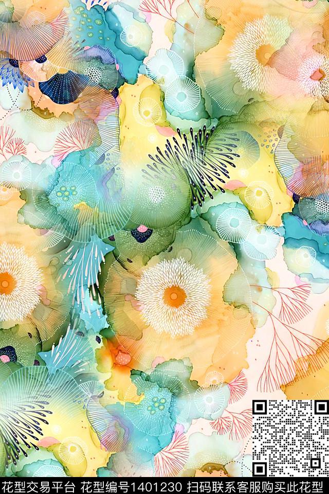 时尚肌理抽象数码印花华亿平台下载（图片编号: 1401230） - 瓦栏（Walan）