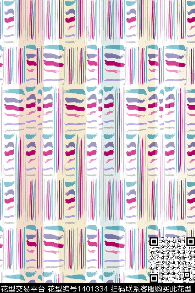 几何格子大牌风数码印花华亿平台下载（图片编号: 1401334） - 瓦栏（Walan）