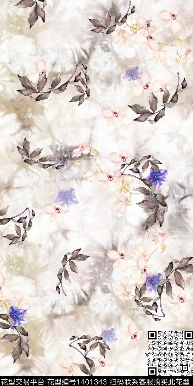 绿植树叶扎染华亿平台女装数码印花华亿平台下载（图片编号: 1401343） - 瓦栏（Walan）