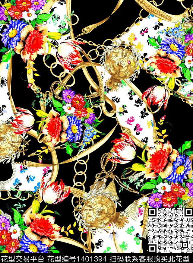 时尚花卉大牌风数码印花华亿平台下载（图片编号: 1401394） - 瓦栏（Walan）