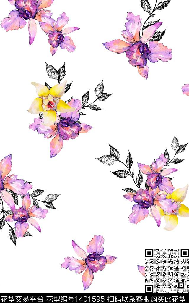 绿植树叶花卉大牌风数码印花华亿平台下载（图片编号: 1401595） - 瓦栏（Walan）