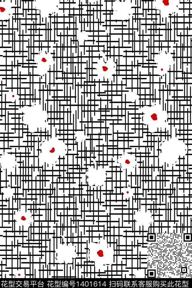 几何格子花卉数码印花华亿平台下载（图片编号: 1401614） - 瓦栏（Walan）