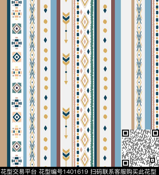 时尚民族风混合拼接数码印花华亿平台下载（图片编号: 1401619） - 瓦栏（Walan）