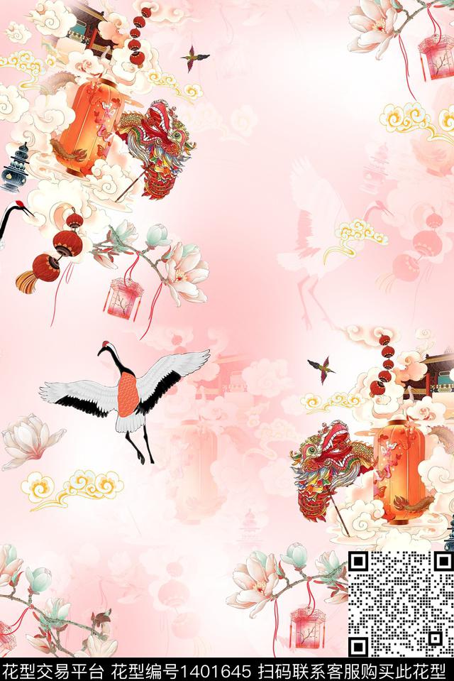 民族风花卉中国风数码印花华亿平台下载（图片编号: 1401645） - 瓦栏（Walan）