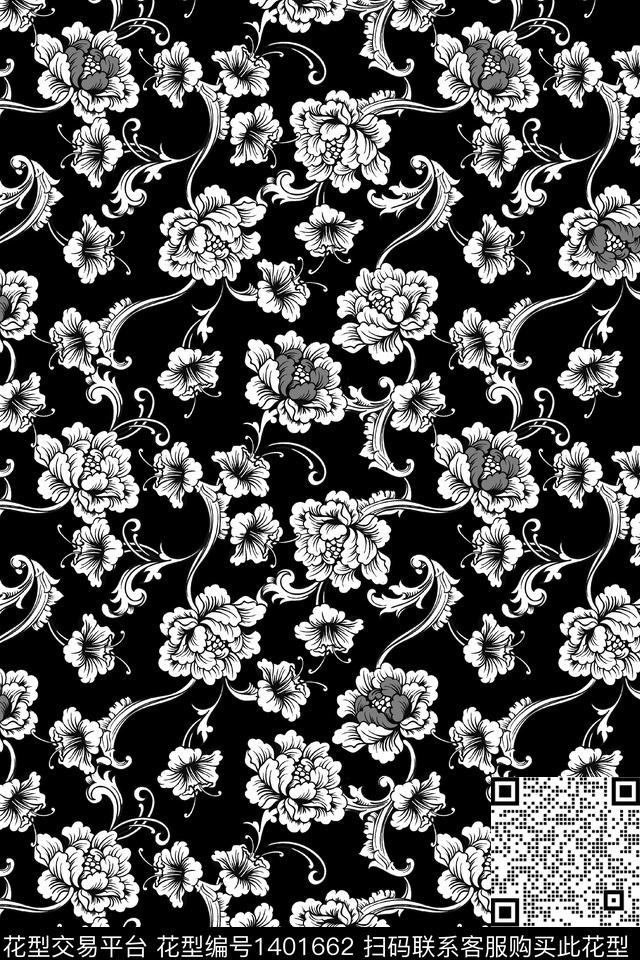 民族风花卉大牌风数码印花华亿平台下载（图片编号: 1401662） - 瓦栏（Walan）