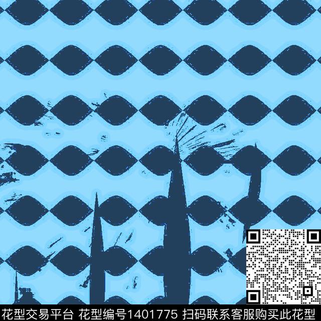 几何格子抽象数码印花华亿平台下载（图片编号: 1401775） - 瓦栏（Walan）