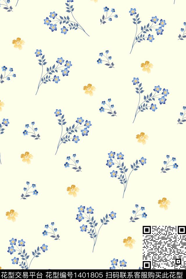 花卉大牌风小碎花数码印花华亿平台下载（图片编号: 1401805） - 瓦栏（Walan）