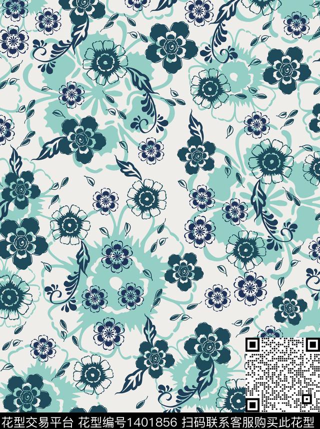 民族花卉花卉欧美数码印花华亿平台下载（图片编号: 1401856） - 瓦栏（Walan）