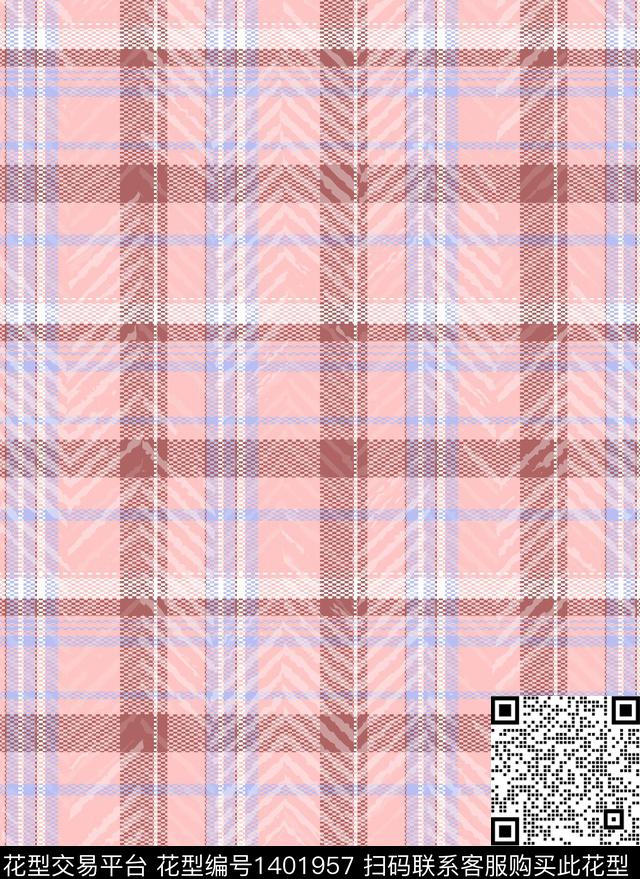时尚简约格子数码印花华亿平台下载（图片编号: 1401957） - 瓦栏（Walan）