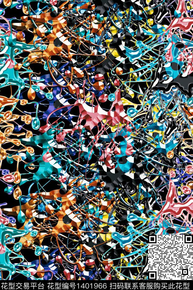 抽象男装家居服户外数码印花华亿平台下载（图片编号: 1401966） - 瓦栏（Walan）