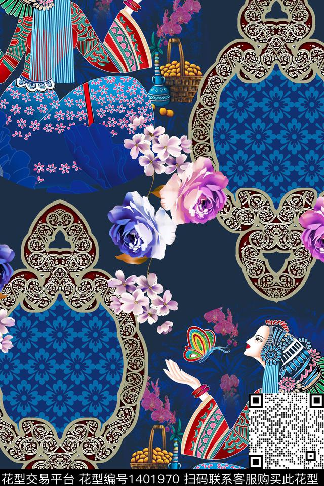 数码华亿平台人物民族风数码印花华亿平台下载（图片编号: 1401970） - 瓦栏（Walan）