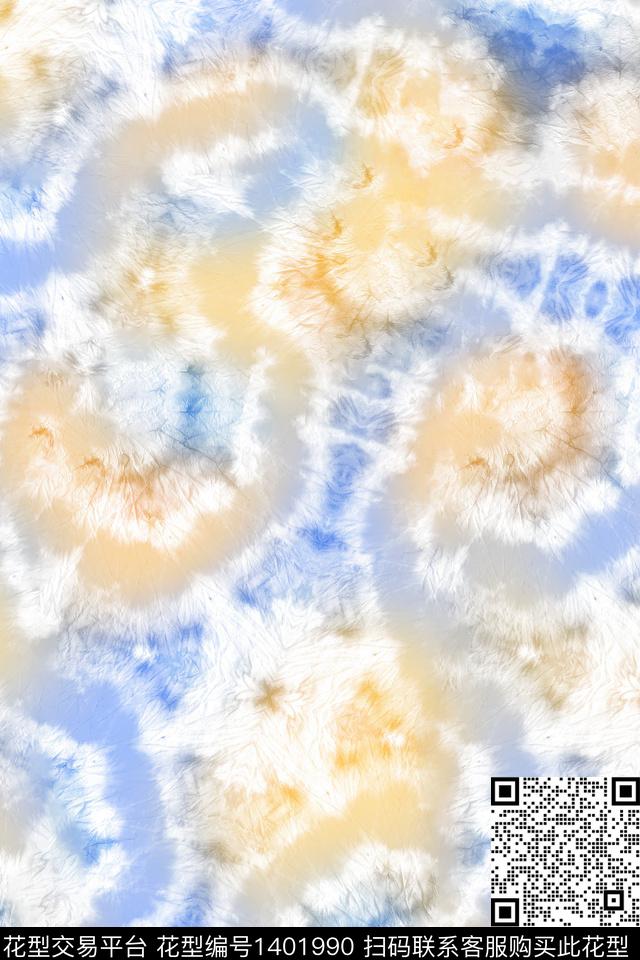 肌理扎染华亿平台抽象花卉数码印花华亿平台下载（图片编号: 1401990） - 瓦栏（Walan）