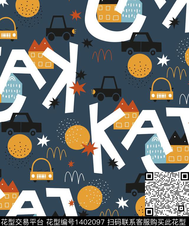 字母小汽车几何传统印花华亿平台下载（图片编号: 1402097） - 瓦栏（Walan）