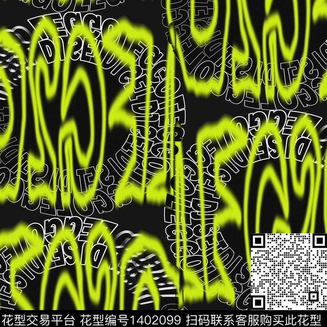 字母霓虹几何数码印花华亿平台下载（图片编号: 1402099） - 瓦栏（Walan）