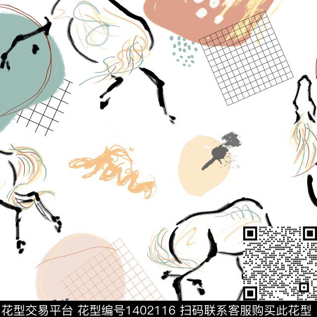 线条几何线条画数码印花华亿平台下载（图片编号: 1402116） - 瓦栏（Walan）