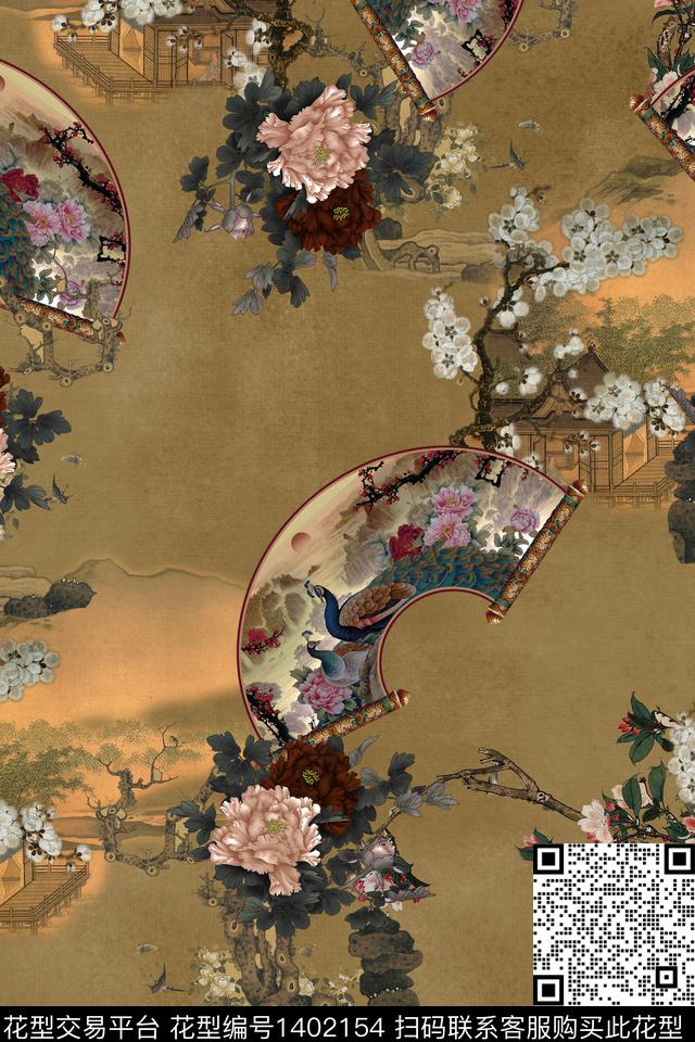 花卉国画中国风数码印花华亿平台下载（图片编号: 1402154） - 瓦栏（Walan）