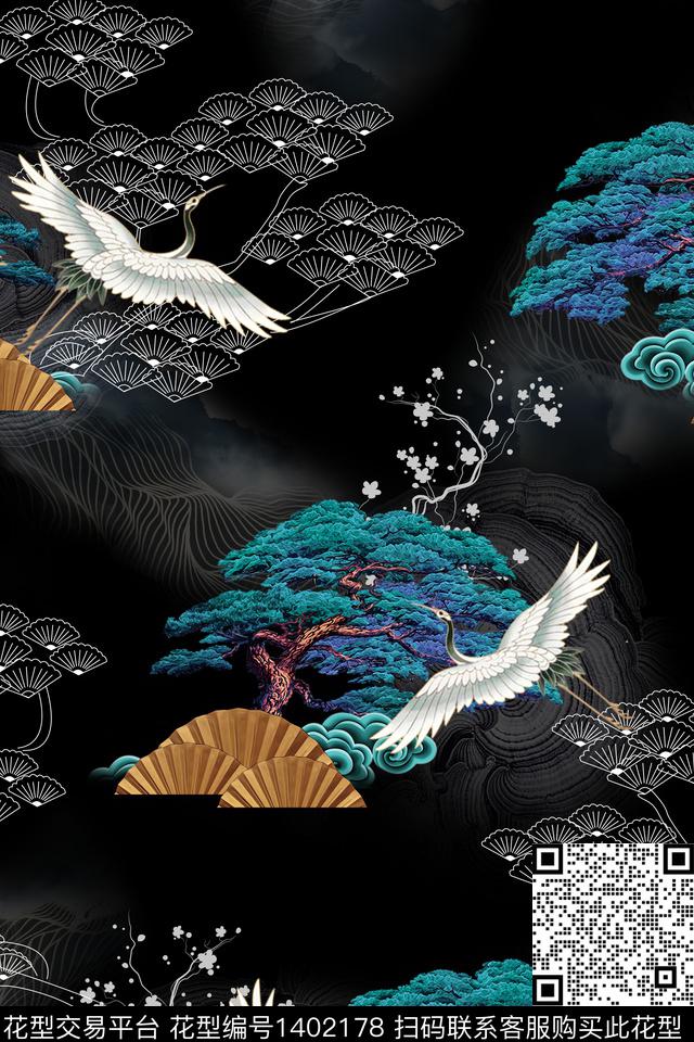 花卉香云纱真丝数码印花华亿平台下载（图片编号: 1402178） - 瓦栏（Walan）