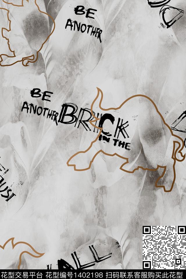 几何字母牛数码印花华亿平台下载（图片编号: 1402198） - 瓦栏（Walan）