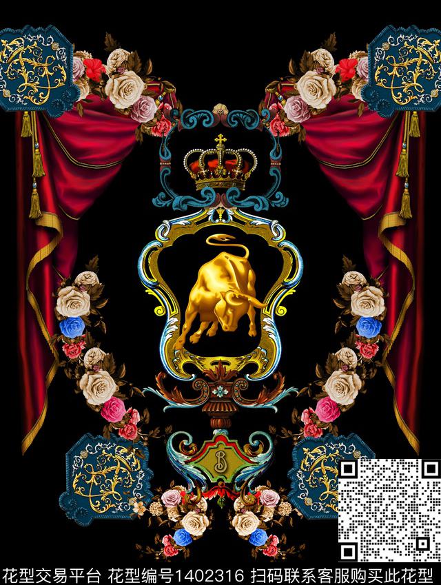 定位花动物大牌风数码印花华亿平台下载（图片编号: 1402316） - 瓦栏（Walan）