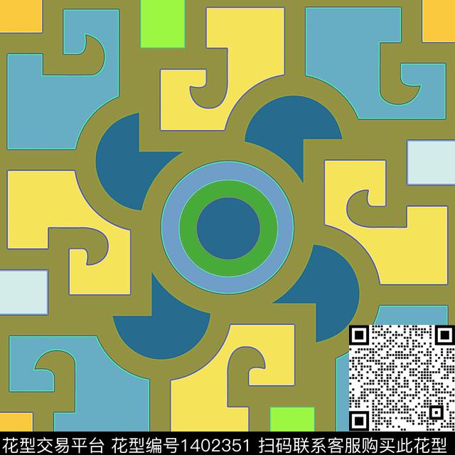 格子民族风抽象数码印花华亿平台下载（图片编号: 1402351） - 瓦栏（Walan）