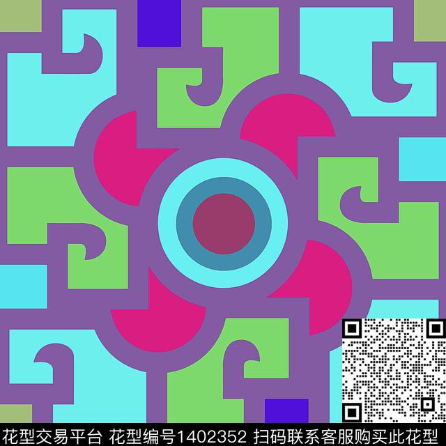 格子民族风抽象数码印花华亿平台下载（图片编号: 1402352） - 瓦栏（Walan）