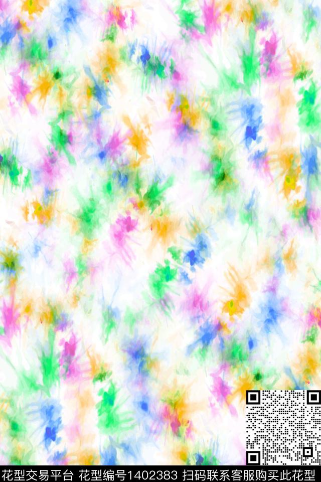肌理扎染华亿平台抽象花卉传统印花华亿平台下载（图片编号: 1402383） - 瓦栏（Walan）