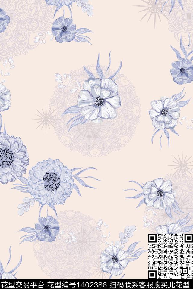 绿植树叶大牌风小清新数码印花华亿平台下载（图片编号: 1402386） - 瓦栏（Walan）