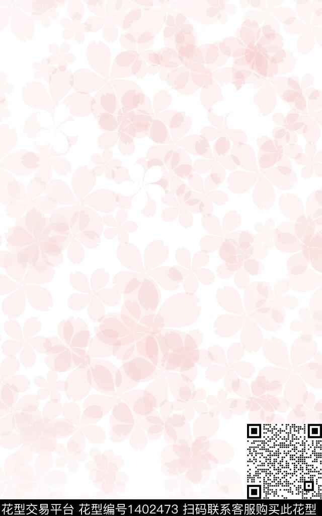 渐变抽象花卉樱花数码印花华亿平台下载（图片编号: 1402473） - 瓦栏（Walan）
