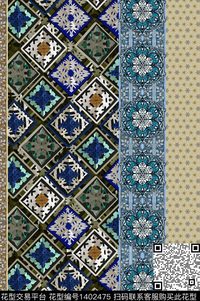 复古民族风混合拼接数码印花华亿平台下载（图片编号: 1402475） - 瓦栏（Walan）