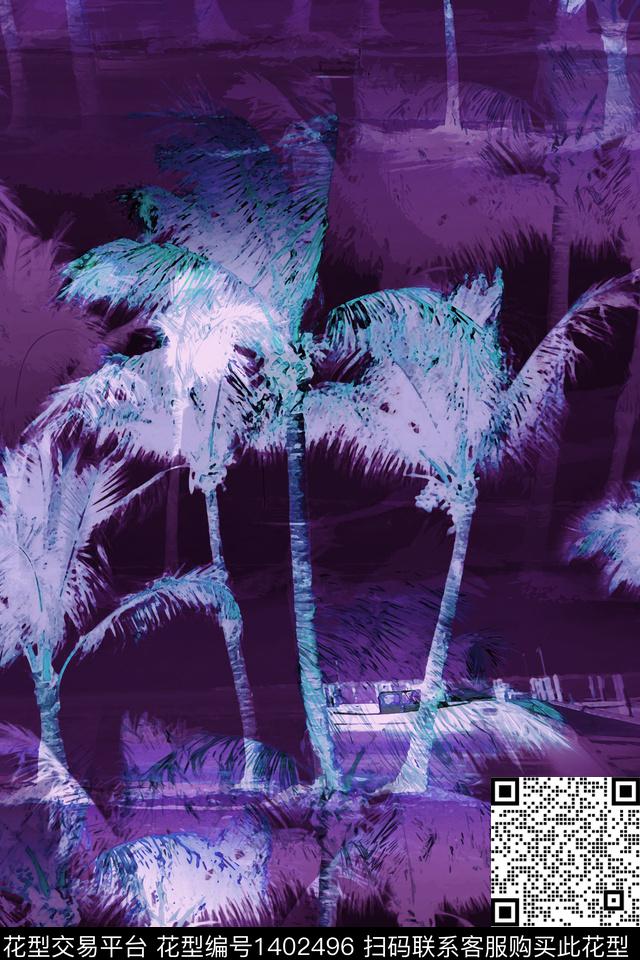 椰子树男装满版花男装数码印花华亿平台下载（图片编号: 1402496） - 瓦栏（Walan）