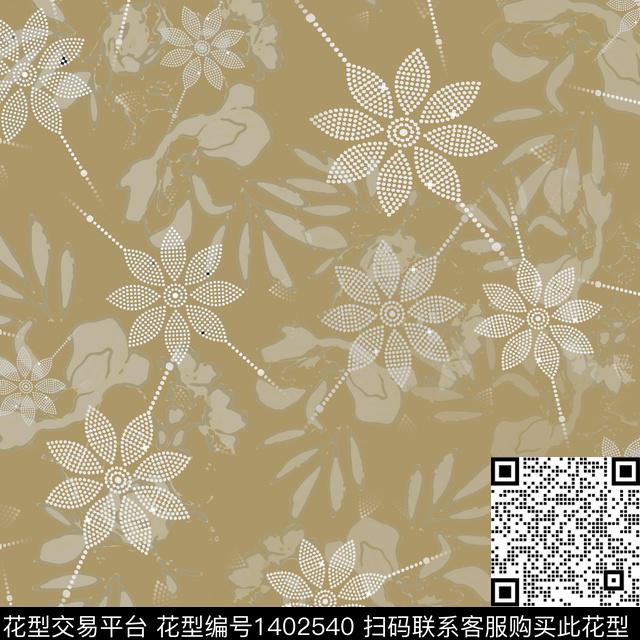 大牌风小碎花手绘线条笔触数码印花华亿平台下载（图片编号: 1402540） - 瓦栏（Walan）