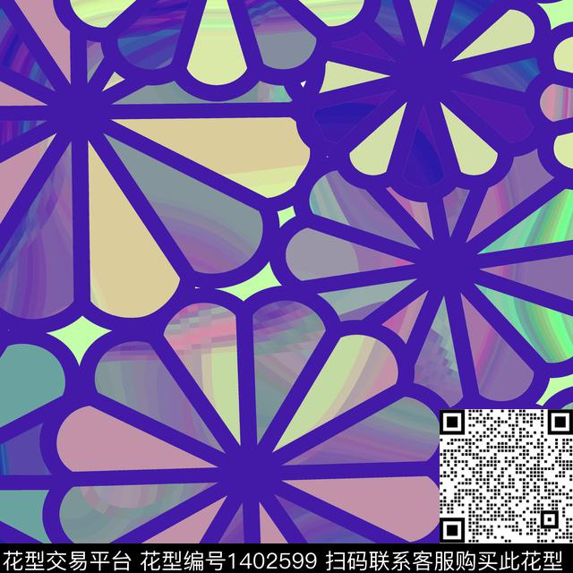 格子民族风抽象数码印花华亿平台下载（图片编号: 1402599） - 瓦栏（Walan）