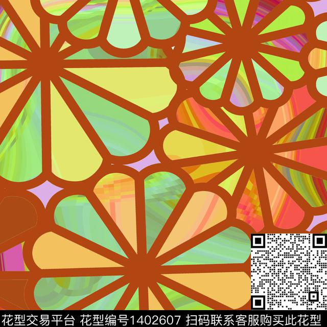 格子民族风抽象数码印花华亿平台下载（图片编号: 1402607） - 瓦栏（Walan）