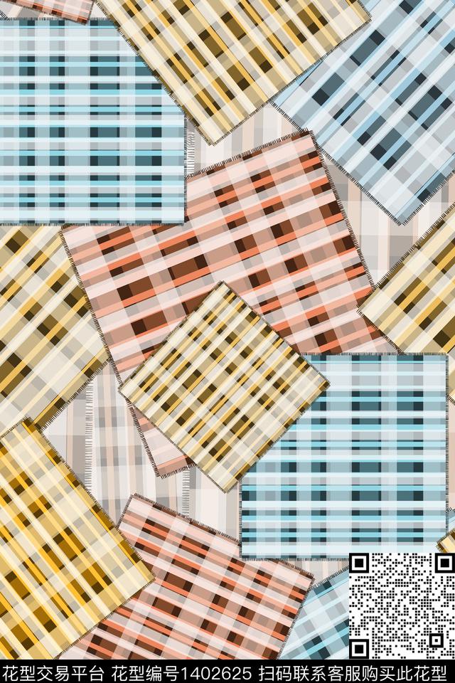 几何定位简约格子数码印花华亿平台下载（图片编号: 1402625） - 瓦栏（Walan）
