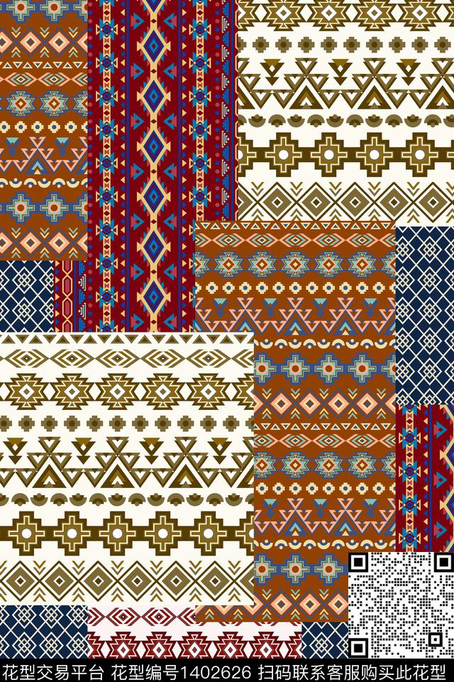 大牌风民族风混合拼接数码印花华亿平台下载（图片编号: 1402626） - 瓦栏（Walan）