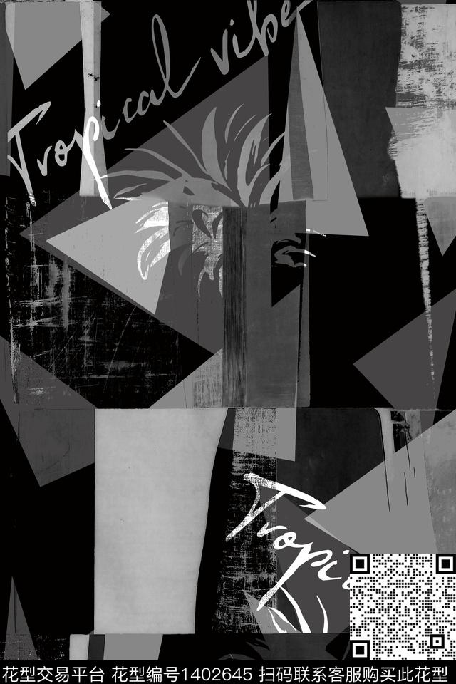 几何字母男装数码印花华亿平台下载（图片编号: 1402645） - 瓦栏（Walan）