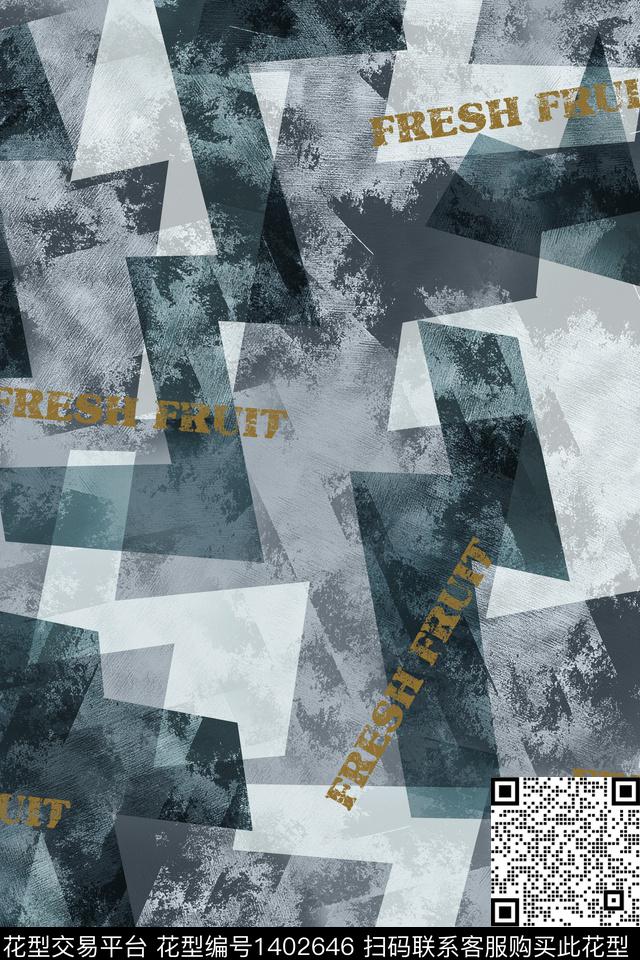 几何字母男装数码印花华亿平台下载（图片编号: 1402646） - 瓦栏（Walan）