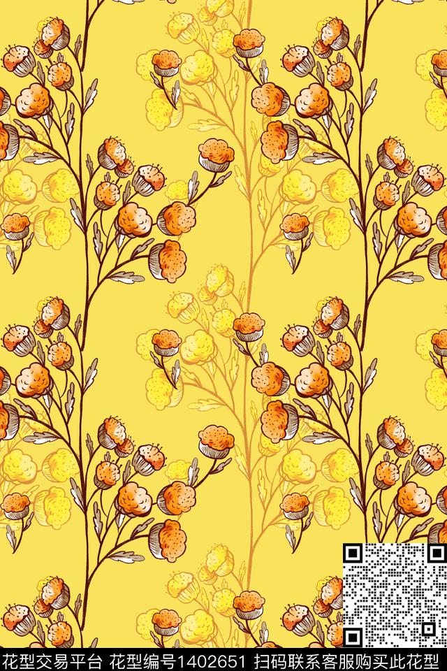 抽象花卉花卉大牌风数码印花华亿平台下载（图片编号: 1402651） - 瓦栏（Walan）