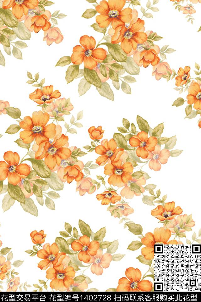 鲜花数码印花华亿平台下载（图片编号: 1402728） - 瓦栏（Walan）