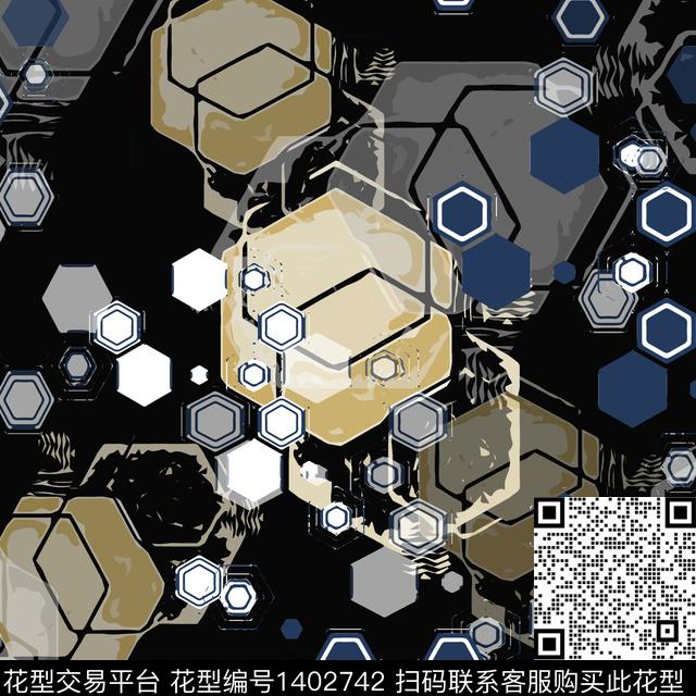 几何字母大牌风传统印花华亿平台下载（图片编号: 1402742） - 瓦栏（Walan）