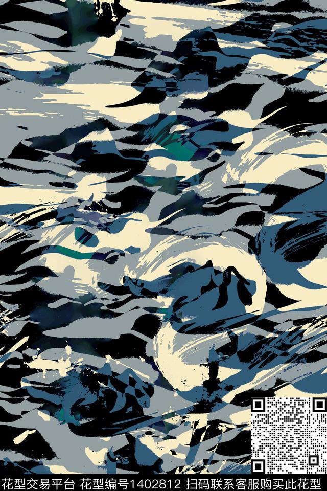 几何男装抽象男装数码印花华亿平台下载（图片编号: 1402812） - 瓦栏（Walan）