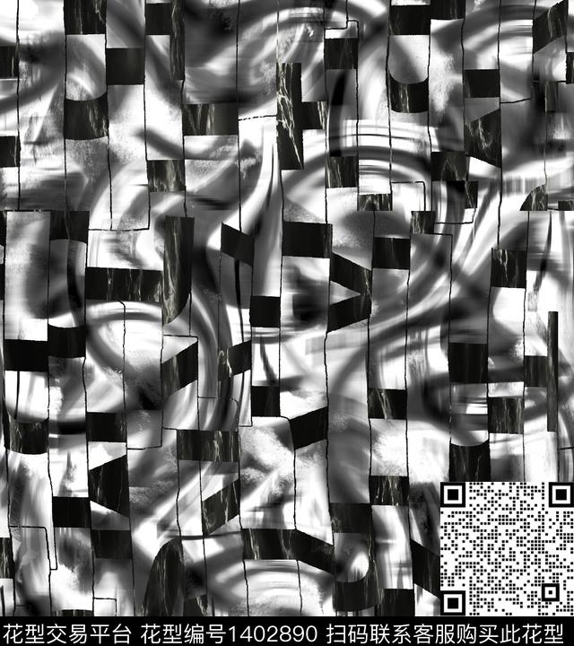 几何时尚大牌风数码印花华亿平台下载（图片编号: 1402890） - 瓦栏（Walan）