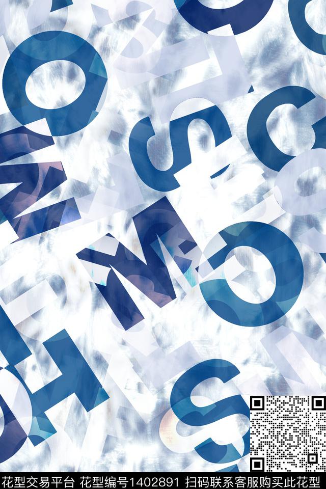 几何字母肌理数码印花华亿平台下载（图片编号: 1402891） - 瓦栏（Walan）