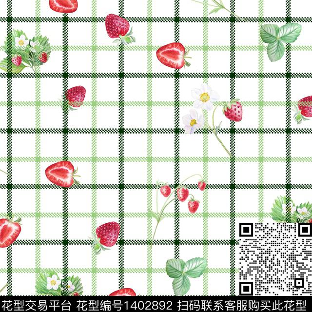 时尚水果格子数码印花华亿平台下载（图片编号: 1402892） - 瓦栏（Walan）